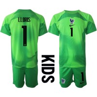 Francuska Hugo Lloris #1 Golmanski Gostujuci Dres za djecu SP 2022 Kratak Rukav (+ Kratke hlače)